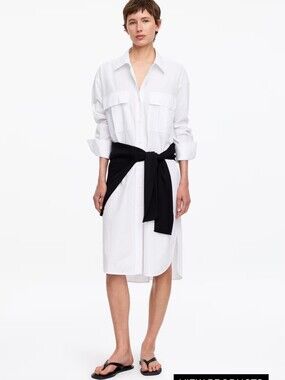 H&M Oversized White Long-Sleeve Button-Down Shirt